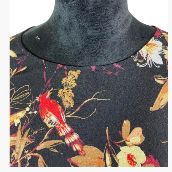 J Jill Multicolor Floral and Bird Motif Casual to Dressy Blouse  Size XS  EUC - Picture 2 of 11